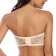 thumbnail image 4 of Sujetador bandeau sin tirantes de encaje para mujer, top tubo acolchado, tirantes transparentes, 4 of 6