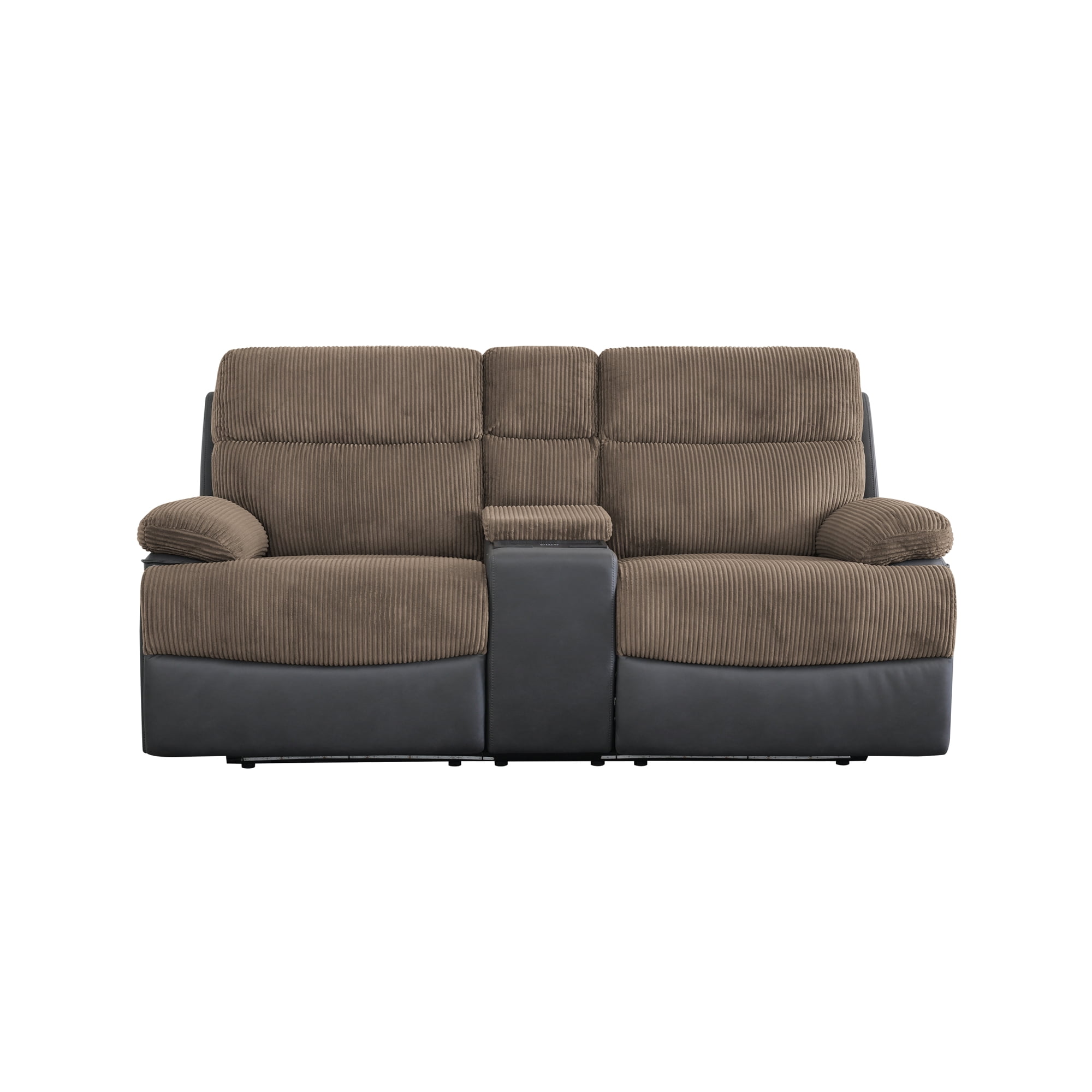 Gewnee Power Recliner with Wireless Charging, Adjustable Positions, USB & Type‑C Ports, Hidden Storage, Home Theater Furniture, Flocking‑Brown&Blackish Gray
