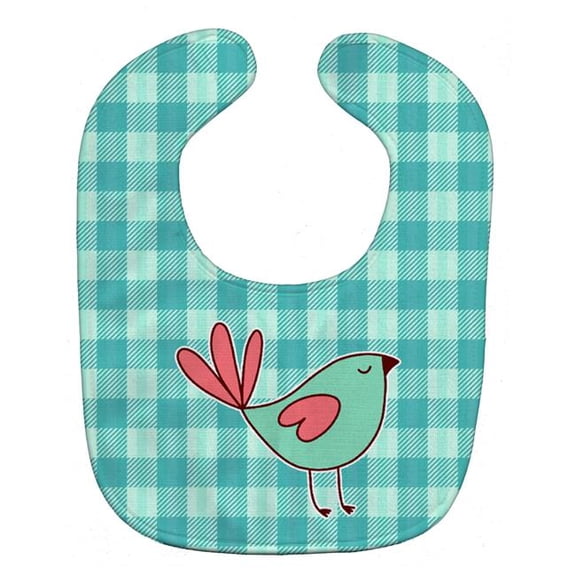 Bird on Blue Plaid Baby Bib