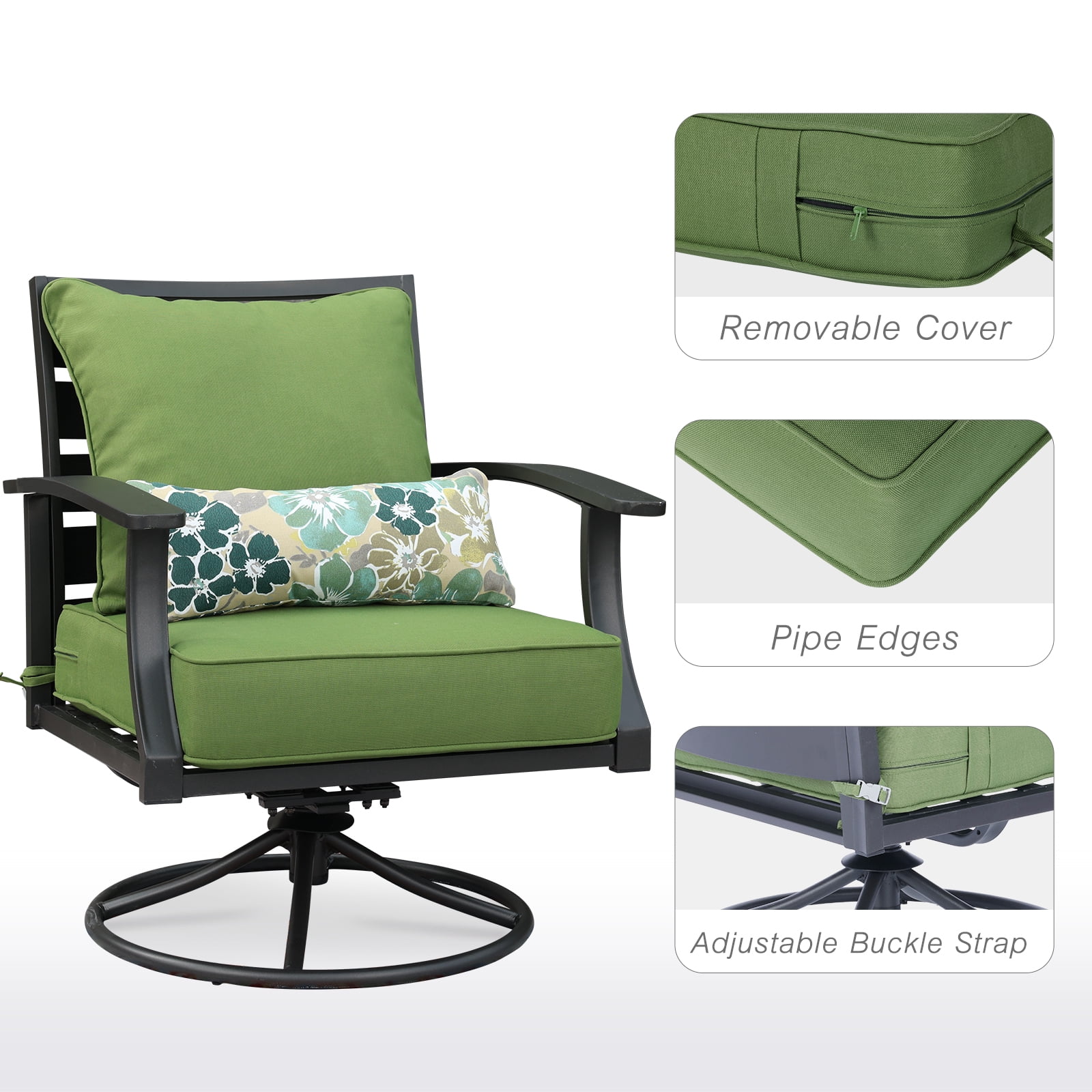 BPS 24x24x5 inch Outdoor Deep Seat Cushion, Water-Resistant Patio Furniture Cushions for Outdoor Chairs, Sofa, Couch, 2-Piece, Moss Green
