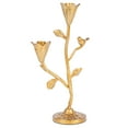 thumbnail image 4 of Creative Co-Op Tall Hand-Forged Cast Iron Candelabra with Flowers and Bird, Gold, 4 of 5