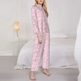 thumbnail image 3 of Picia Ribbon Bow Pattern Women’s Long-Sleeve Sleepwear Set - Soft 2-Piece Loungewear with Pockets, Comfy PJs for Relaxing Nights-Medium, 3 of 7