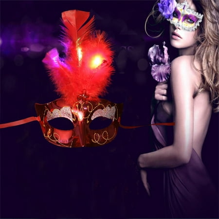 

Women s Party Luminous Colorful Fiber Masquerade Feather Mysterious