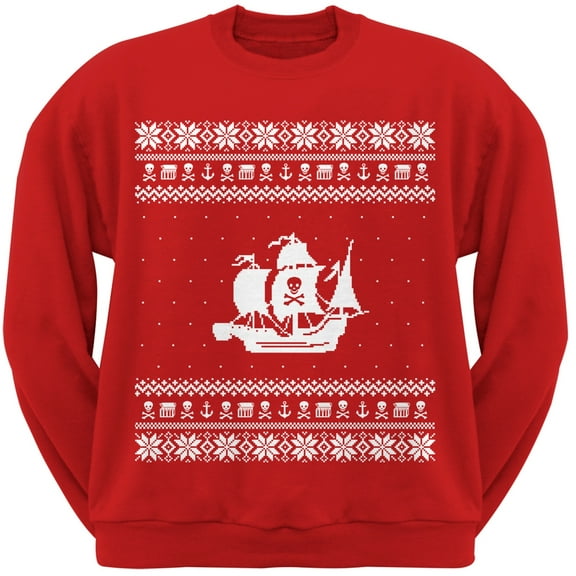 Pirate Ship Red Crew Neck Sweatshirt