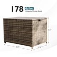 thumbnail image 5 of MEISSALIVVE 178 Gallon Outdoor Wicker Storage Deck Box, Waterproof UV-Resistant Rattan Box with Handle & Wheels for Cushions, Pillows, Tools, Brown, 5 of 8