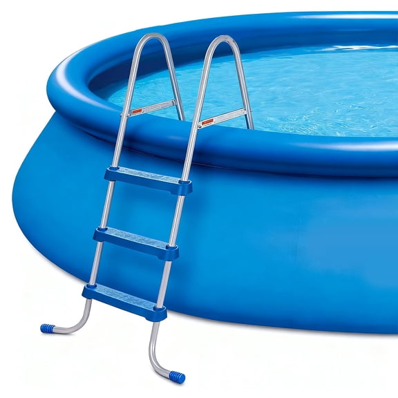 LINJH 36" 3 Step Outdoor Backyard Steel Frame Above Ground Swimming Pool Ladder