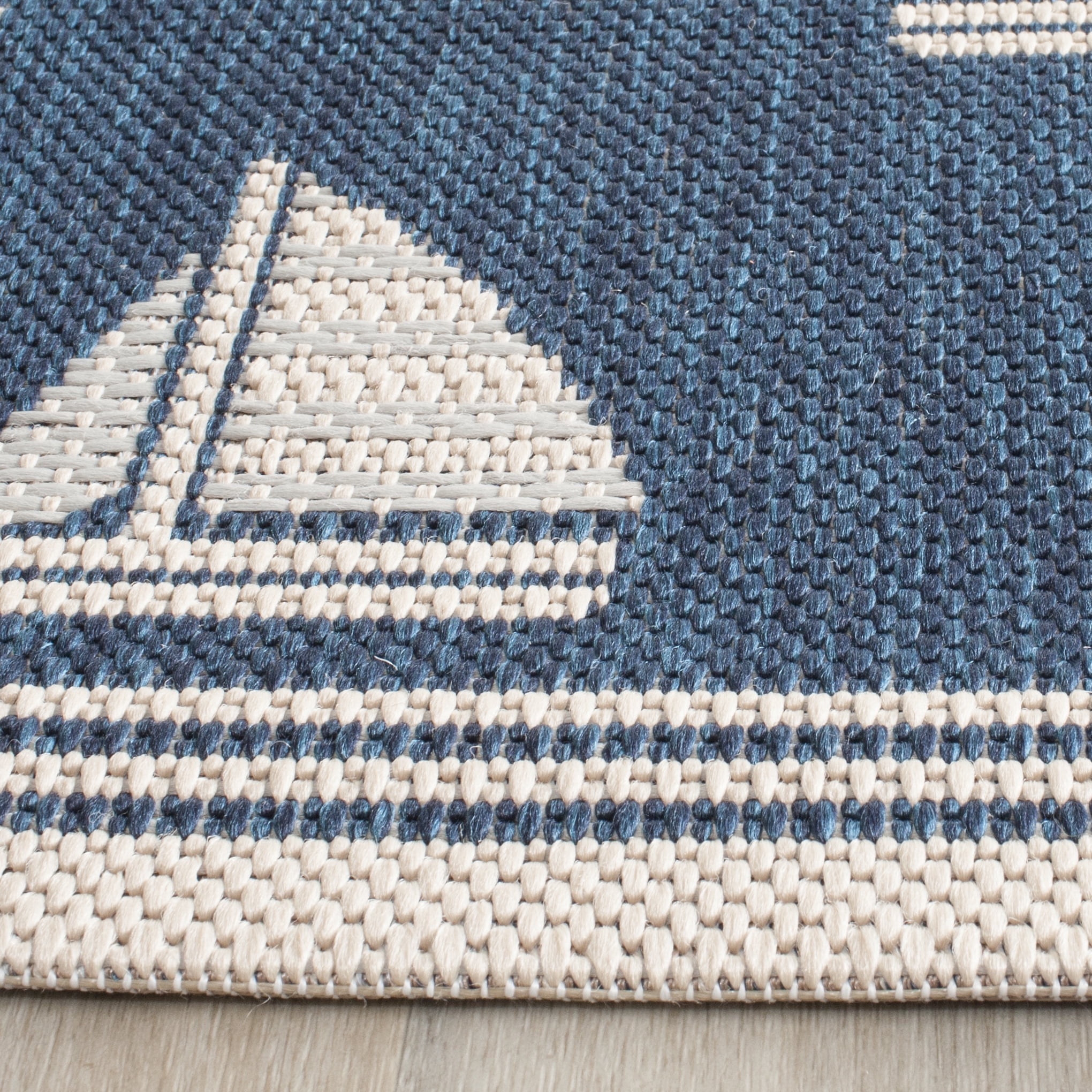 Safavieh Courtyard Ainsley Sailboat Indoor/Outdoor Area Rug, Navy/Beige, 6'7" x 6'7" Square