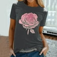 thumbnail image 2 of RYDCOT Short Sleeve Tops for Women 2025 Trendy Rose Graphic Tee T Shirt Loose Fit Summer Casual Crew Neck Tops Blouses&nbsp;Sale Dark Gray, 2 of 5