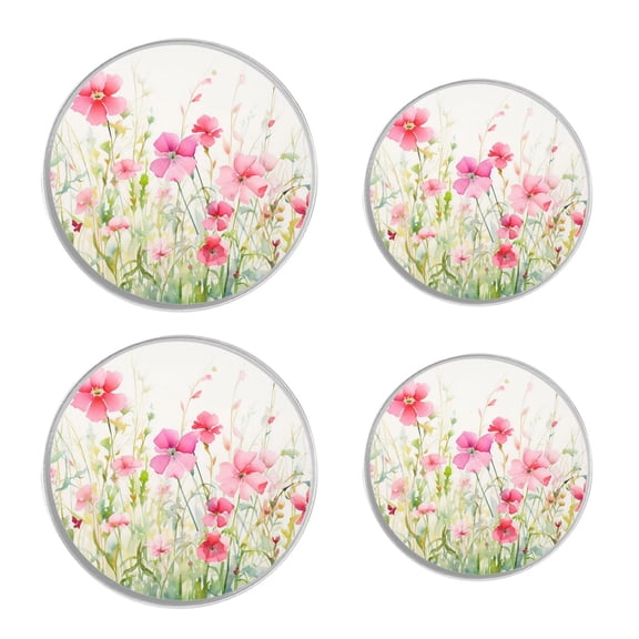 Round Stove Burner Covers 4 Pcs for Home Decor Cooktop Decorative ,Pink Flowers colorful, Metal Round Stove Burner Covers 8Inch And 10Inch