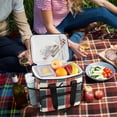 thumbnail image 5 of FORMRS Insulated Cooler Bag 24 Cans Capacity Soft Leakproof Lunch Box with Side Pockets, Vibrant Red Tartan Pattern, 5 of 7