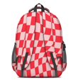 thumbnail image 3 of Red and Light Pink Wavy Checkered Backpack for School, Cute School Bag with Adjustable Shoulder Straps and Padded Back, 16.9"x12.6"x5.9", 3 of 5