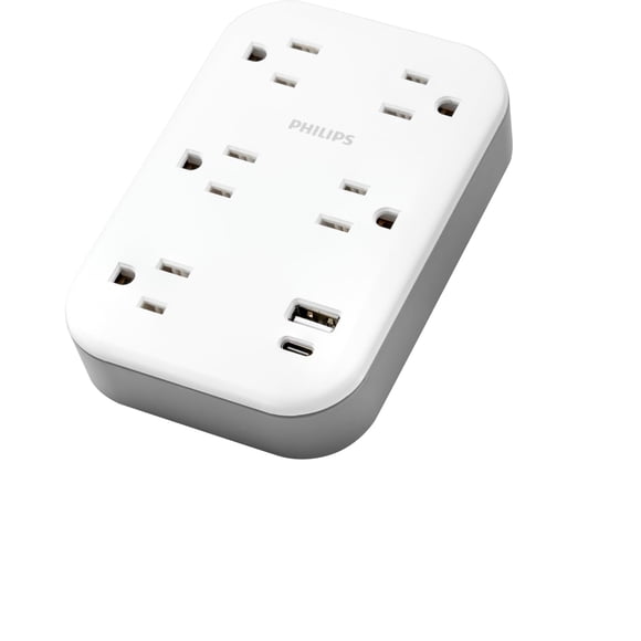 Extensor de grifo de pared Philips EZfit de 5 salidas con protección contra sobretensiones
