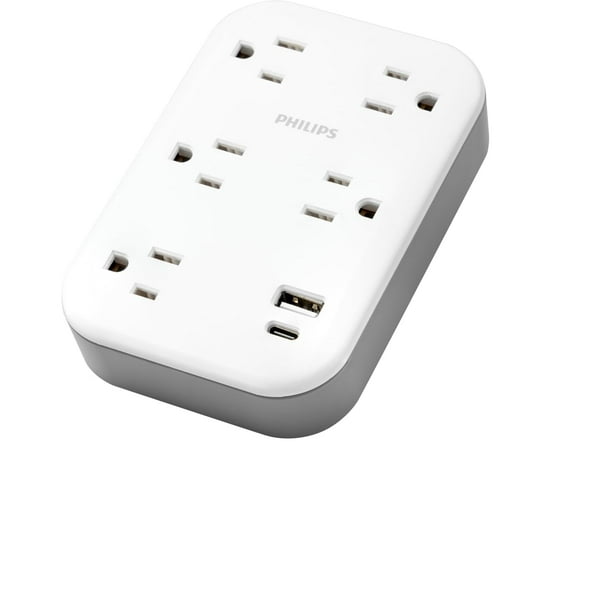 Extensor de grifo de pared Philips EZfit de 5 salidas con protección contra sobretensiones