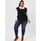 thumbnail image 3 of Suéteres de talgrande pamujer Chaleco con cuello en V Cable Estilo de muy buen gusto Jersey sin mangas Suéter Chalecos Negro 1X, 3 of 6