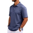 thumbnail image 4 of Mens Polo Shirts Short Sleeve Collared Shirts Button Casual Basic Lightweight Polo Sweater Solid Color Golf Shirt,Blue L, 4 of 5