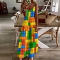 thumbnail image 4 of Colorful Building Blocks Pattern Sleeveless Dress Loose Women's Dress Dresses Luxury Evening Dresses, 4 of 9