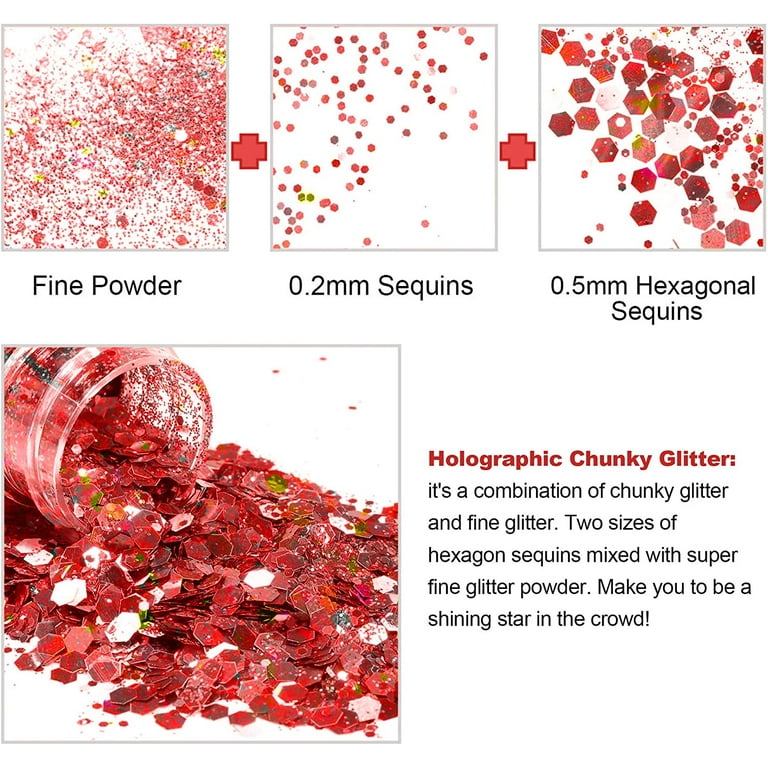 Holographic Chunky Glitter, Set Of 32, Craft Glitter For Resin Art
