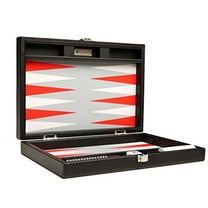 Silverman & Co. 13-inch Premium Backgammon Set - Travel Size - Black/Red