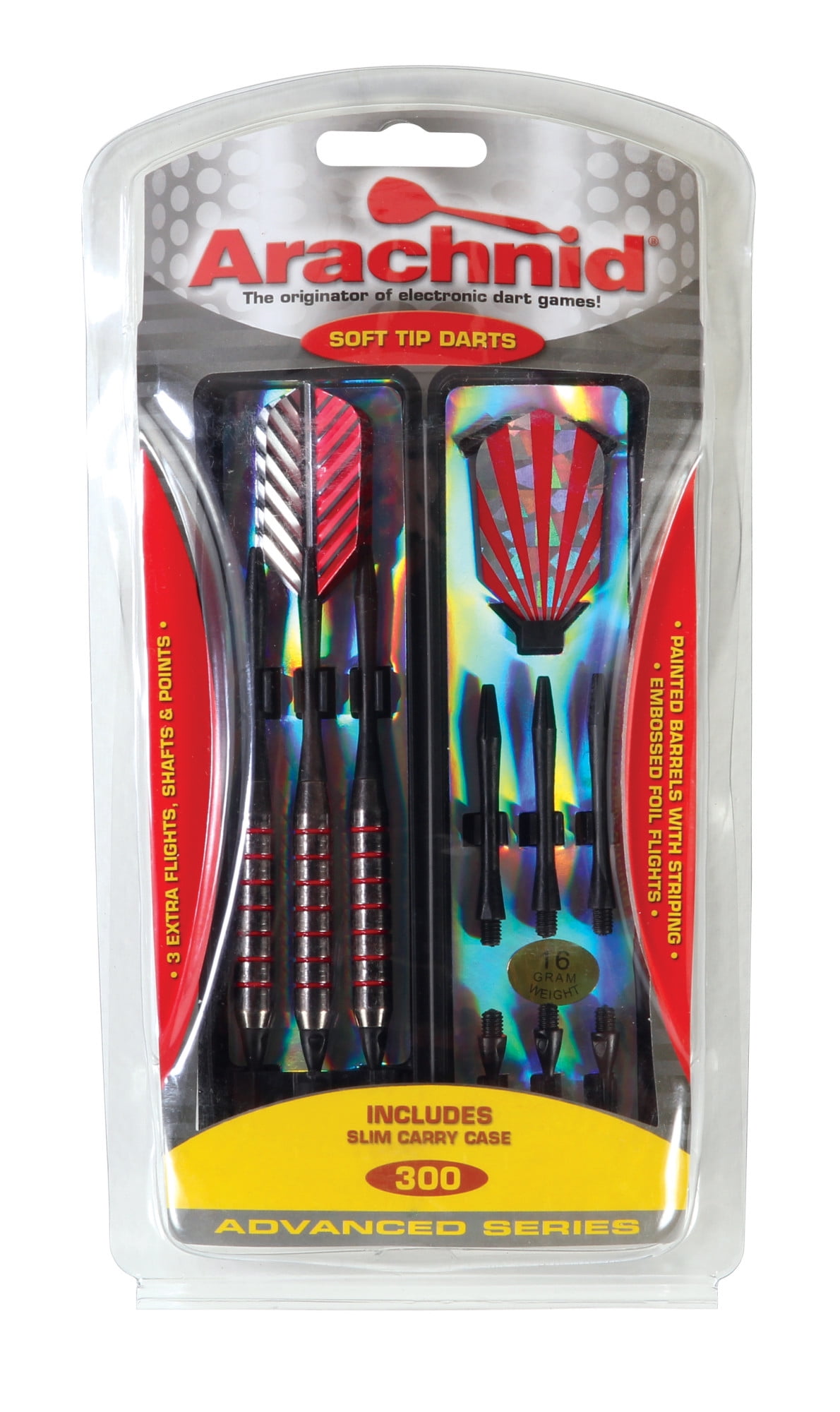 Arachnid Striped Soft Tip Dart Set with Coated Barrels, Embossed