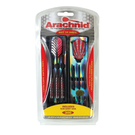Arachnid Striped Soft Tip Dart Set with Coated Barrels, Embossed Flights, and Carrying Case (16-Gram)