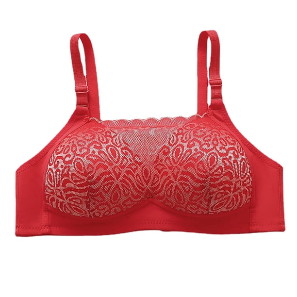 Gibobby Brasier mujer Ropa interior Sexy de talla grande para mujer, estilo, sin anillo de, ajustable, cómodo, sujetador anticaída(Rojo,36)