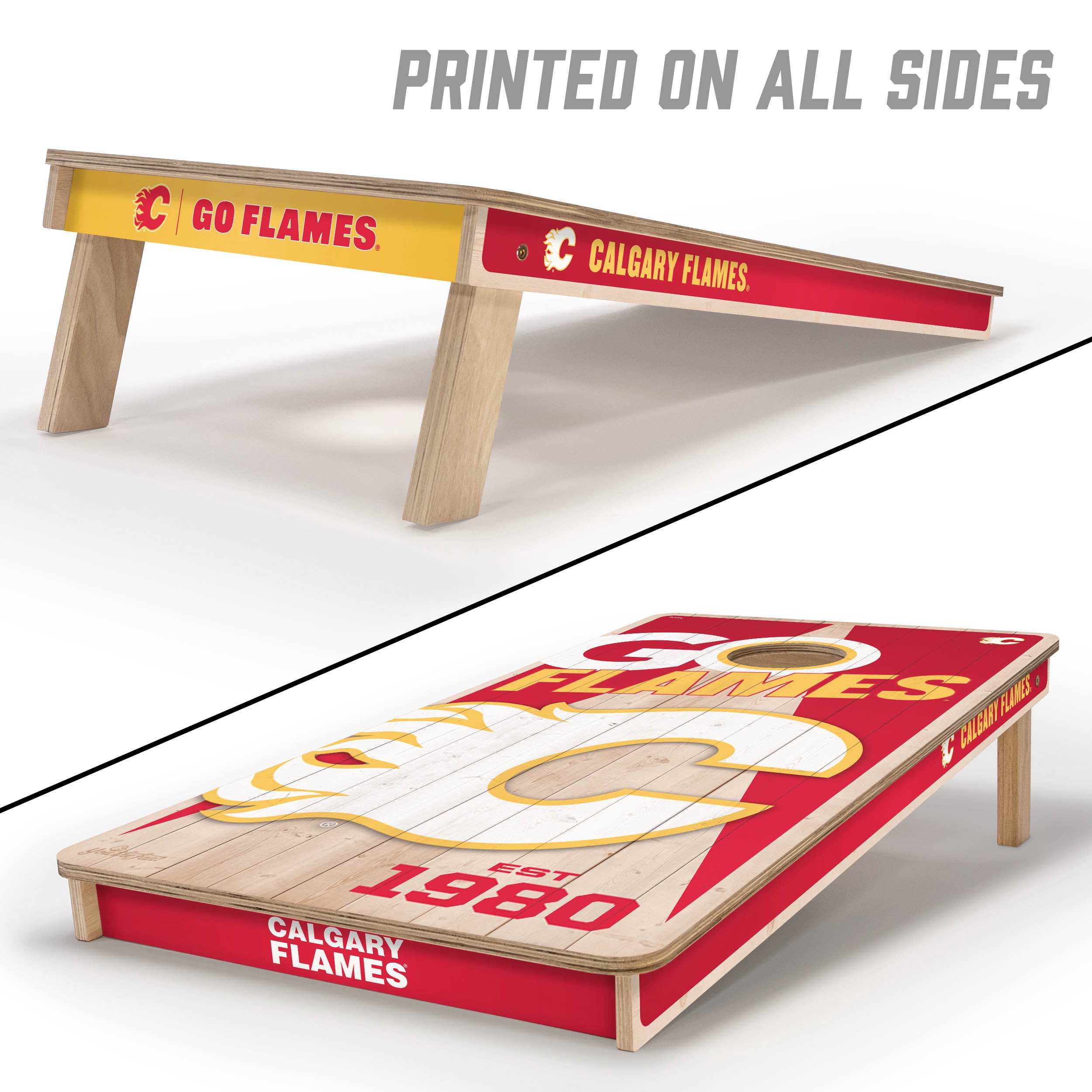 YouTheFan NHLCalgary Flames 2' x 4' Cornhole Game No Bags