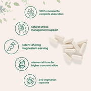 Micro Ingredients Magnesium Glycinate 350mg Per Serving, 240 Veggie Capsules | 100% Chelated Form for Better Absorption | Non-GMO