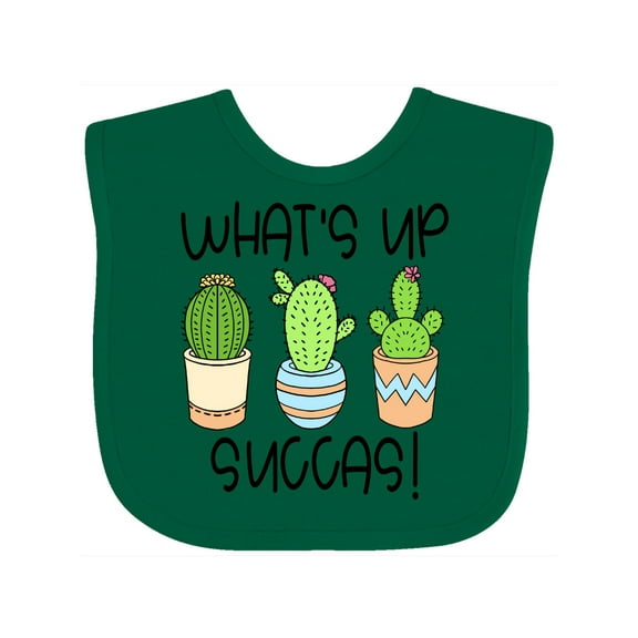 Inktastic What's Up Succas Funny Cacti Plants Boys or Girls Baby Bib