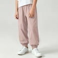 thumbnail image 5 of Nilvkv Boys Lightweight Pants, Boys Pants, Solid Color Cuffed Joggers with Elastic Waist and Side Pockets, ready for Outdoor Sports and Summer Pink 9-10 Years, 5 of 8