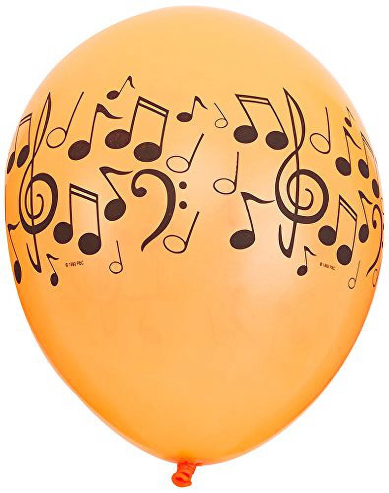 11 inch Qualatex Neon Music Notes Wrap Latex Balloons (50 Pack) - Party Supplies Decorations