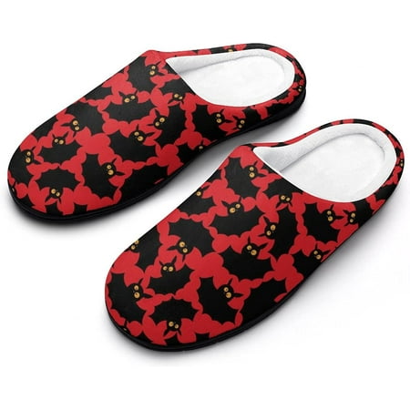 

Halloween Funny Bats Men s House Slippers Nonslip Soft Cotton Shoes Slip On Slippers for Indoor Outdoor