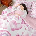 thumbnail image 4 of Castle Fairy Cute Butterflies Twin Bedding Sets,Pink Rainbow Bedding Comforter Set, 4 of 8