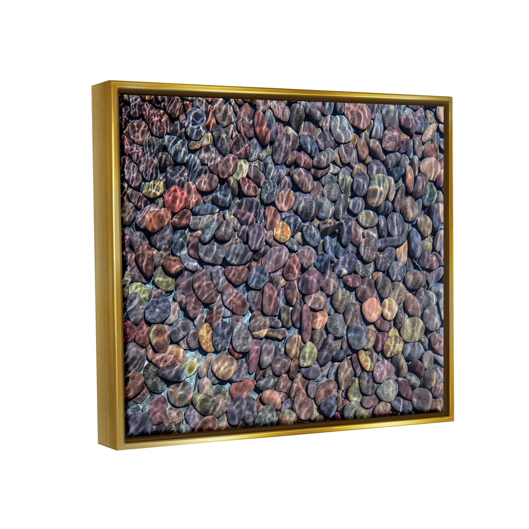 Stupell Ocean Ripples Underwater Pebbles Landscape Photography Gold Floater Framed Art Print Wall Art