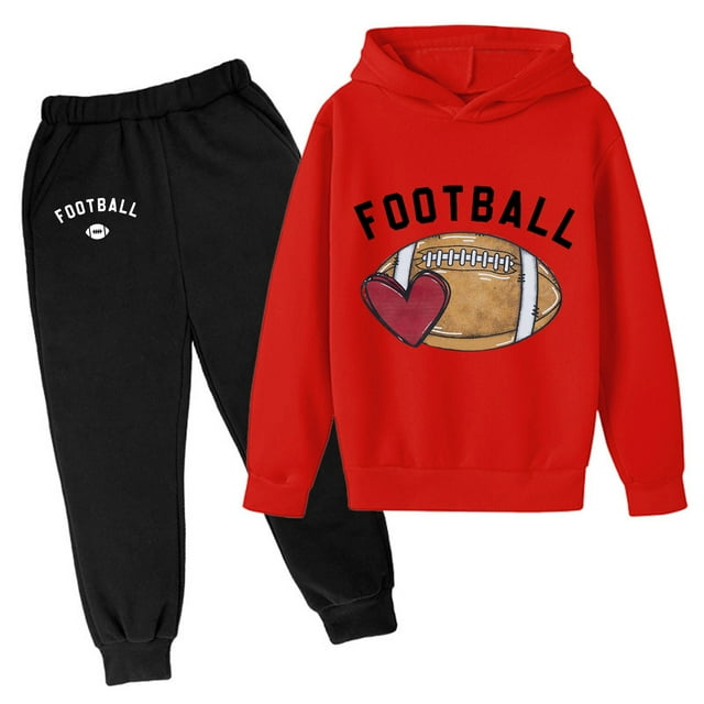 Hiiyo Tenues de Filles Football Rugby Ensemble de Sport Sweat à Capuche et Pantalon de Survêtement 2 Pcs