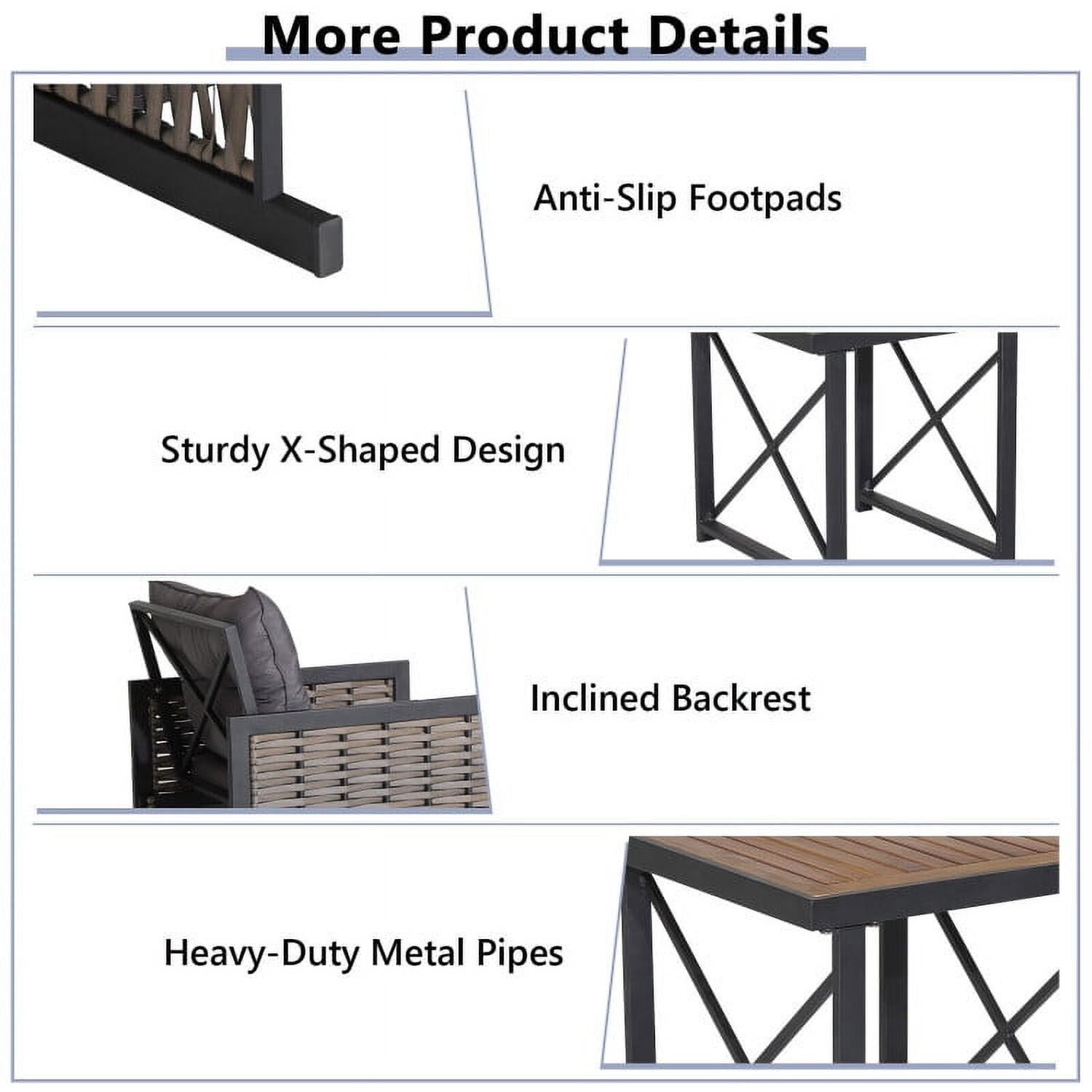 Aimee Lii 3 Piece Patio Rattan Furniture Set with Acacia Wood Tabletop, Backyard Furniture, Gray Aimee Lii 3 Piece Patio Rattan Furniture Set with Acacia Wood Tabletop, Backyard Furniture, Gray