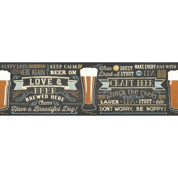 York Wallcoverings Black Be Hoppy Beer Removable Wallpaper Border