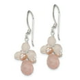 thumbnail image 2 of Sterling Silver Rose Quartz/Pink Freshwater Cultured Pearl Earrings, 2 of 3