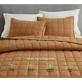 thumbnail image 3 of Chezmoi Collection Tencel Modal Blend Quilt Set Queen Size, Terracotta , Lightweight Soft Bedspread Detailed Square Stitched Quilt for All Seasons, 3-Piece, 3 of 9