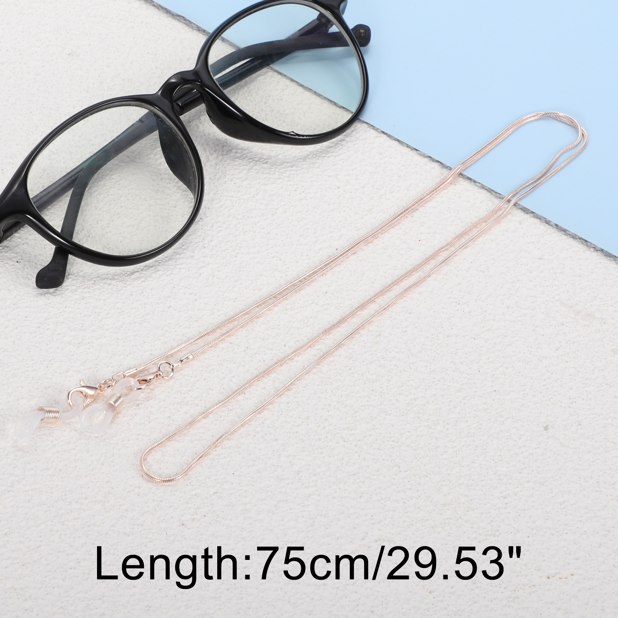Unique Bargains Copper Snake Chain Pattern Eyeglass Chain 29.53" 1 Pc Rose Gold Tone
