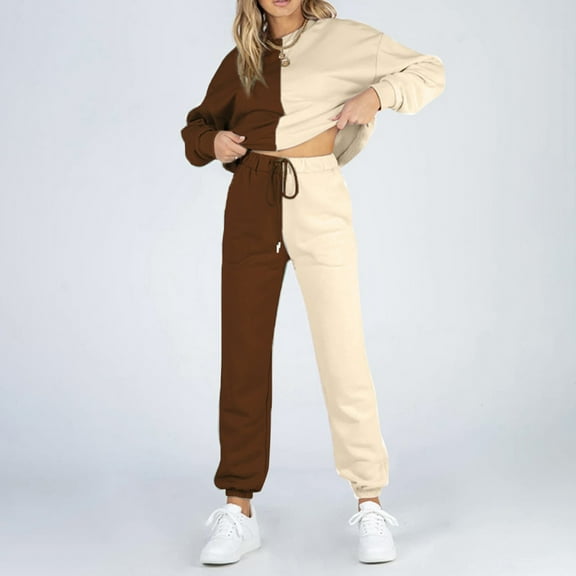 Women Casual Assorted Colors Sportswear Two Piece Loose Soft Fabric Sportswear Long Sleeve Top And Pants Sweatshirts Set plus Size Pant Suits for Women Business 16w Wedding Dress Women Dressy Pants