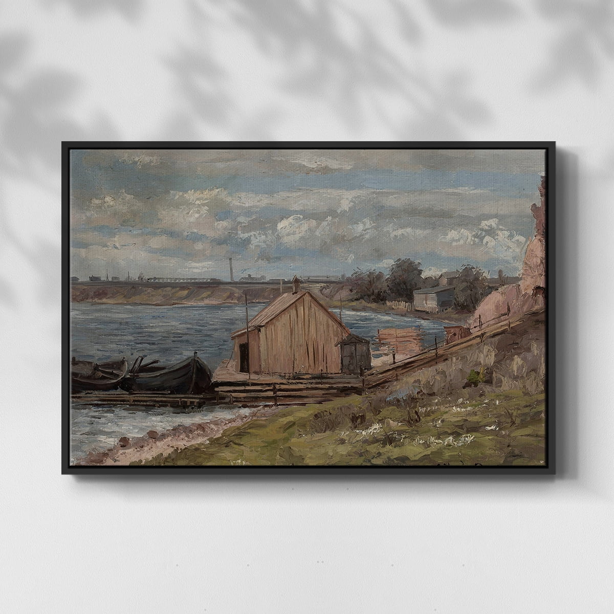 Vintage Landscape-CCCLVII By Wexford Home Framed in Black Wood Gallery Wrapped Canvas 25 in. x 37 in.