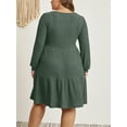 thumbnail image 3 of Cuteduck Women's Plus Size Fall Sweater Dress Long Sleeve Babydoll Dresses with Pocket, 1X-5X, 3 of 8