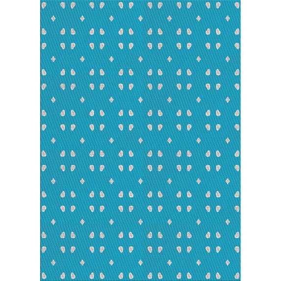 Ahgly Company Indoor Rectangle Patterned Bright Turquoise Blue Novelty Area Rugs, 6' x 9'