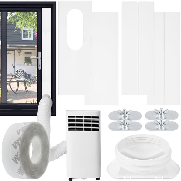 AMERTEER Universal Air Conditioner Kit Portable AC Window Kit with Seal Panel 5 inches Coupler Adjustable AC Vent Kit Durable PVC Air Conditioner Kit for Sliding Window