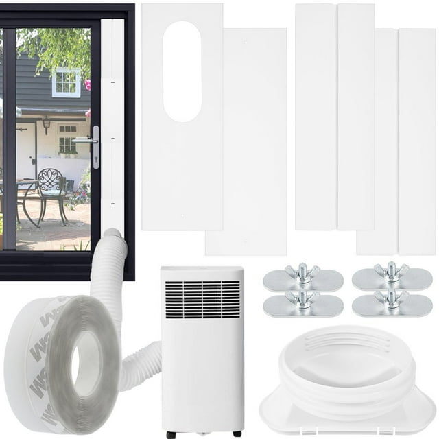CNKOO Air Conditioner Kit Portable AC Window Kit with Seal Panel 5 inches Coupler Adjustable AC Vent Kit Durable PVC Air Conditioner Kit for Sliding Window