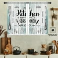 thumbnail image 2 of Rustic Teal Kitchen Curtains 27.5W x 45L Inch Small Mini Country Vintage Farmhouse Retro Wooden Barn Fork Knife Spoon Rod Pocket Short Curtain Tiers for Cafe Window Drapes Treatment Fabric 2 Panels, 2 of 6