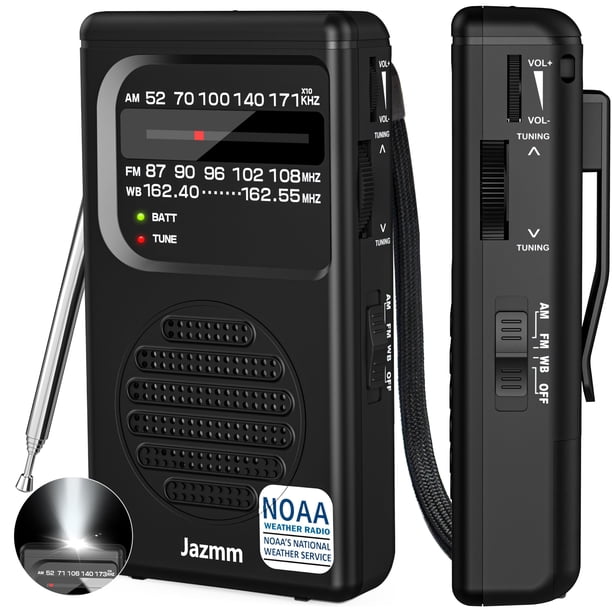 Radio meteorológica Jazmm Pocket portátil AM FM con linterna