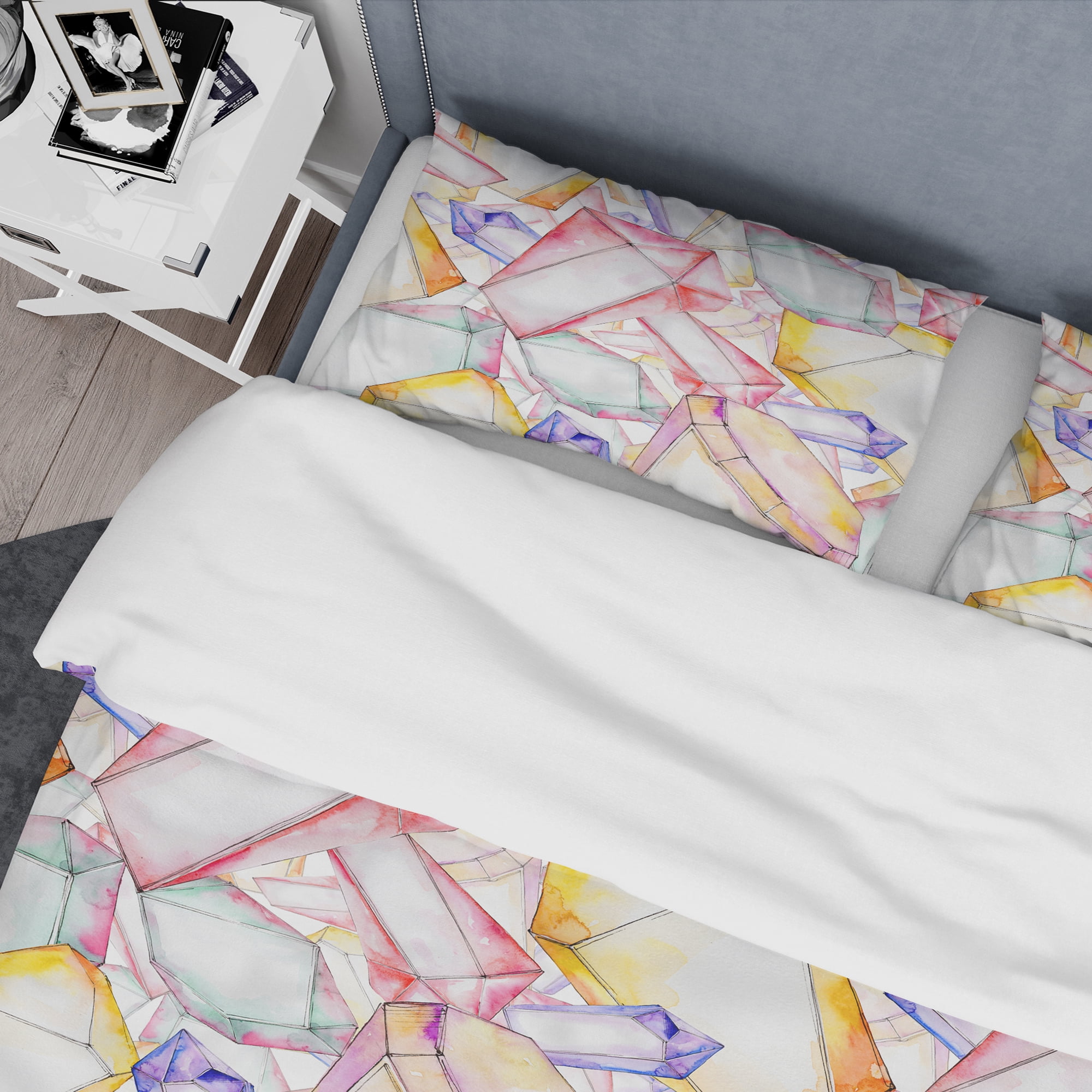 Designart 'Colorful Diamond Rock Jewelry Mineral' Modern & Contemporary Duvet Cover Set