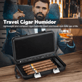 thumbnail image 2 of Double Layer Cigar Humidor Travel Cigar Box, Portable Cigar Humidor with Separate Storage for Cigar Accessories, Cigar Travel Case with Cigar Lighter(No Butane), Holds 5 Cigars, 2 of 6