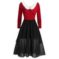 thumbnail image 2 of BLTIBY Womens Christmas Dress Long Sleeve Vintage Mrs Claus Xmas Costumes A-Line Mesh Irregular Swing Party Holiday Cocktail Dresses Red 2 L, 2 of 5